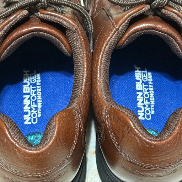 Nunn Bush Mens Cameron Shoes 10.5M Comfort Gel Brown Leather Oxford Great Cond - Picture 10 of 12